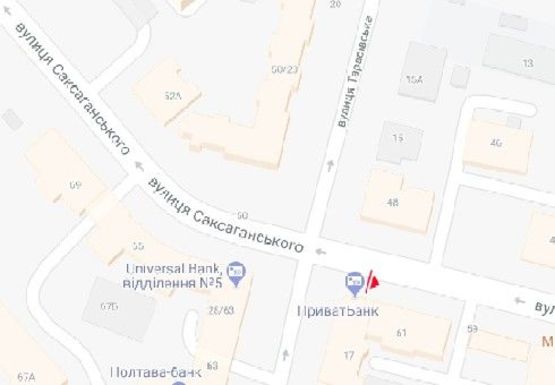 Схема рекламної площини за адресою Саксаганского ул., 61