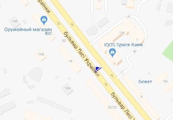 Схема рекламної площини за адресою Леси Украинки б-р., 20
