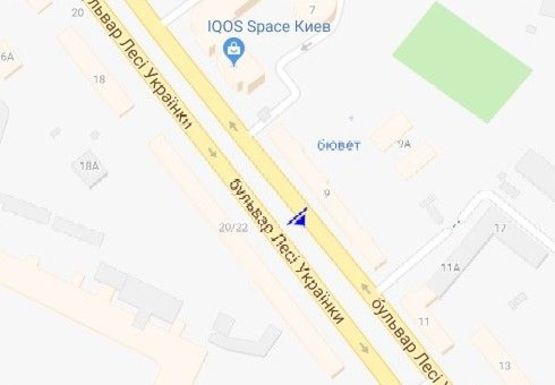 Схема рекламної площини за адресою Леси Украинки б-р., 9