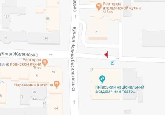 Схема рекламної площини за адресою Жилянская ул. - Большая Васильковская ул.