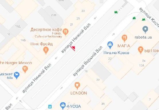 Схема рекламної площини за адресою Нижний Вал ул., 19-21