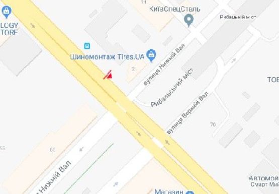 Схема рекламної площини за адресою Набережно-Хрещатицкая ул. - Нижний Вал ул., 2