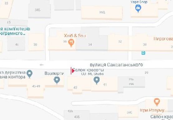 Схема рекламной плоскости по адресу Саксаганского ул., 36 (напротив)