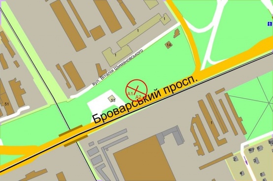 Схема рекламной плоскости по адресу Броварской проспект (напр.д.7 по пр.Освободит.)