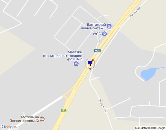 Схема рекламной плоскости по адресу с. Віта-Поштова, траса М-05 Київ-Одеса, км 17+985 ліво