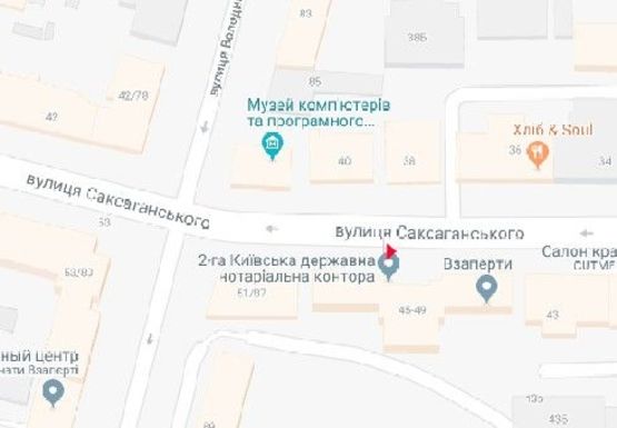 Схема рекламної площини за адресою Саксаганского ул., 45