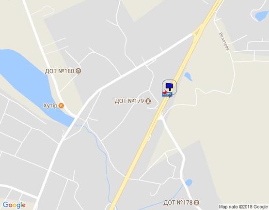 Схема рекламной плоскости по адресу с. Віта-Поштова, траса М-05 Київ-Одеса, км 18+690 ліво