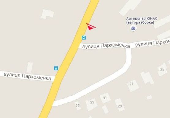 Схема рекламної площини за адресою Западная окружная - Пархоменко, 8 ул.