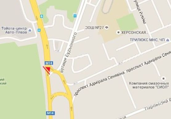 Схема рекламної площини за адресою Николаевское шоссе, въезд