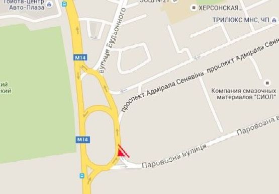 Схема рекламної площини за адресою Адмирала Сенявина пр., старая заправка ("тырла")