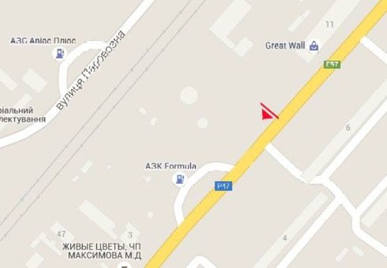 Схема рекламной плоскости по адресу Бериславское шоссе, 6