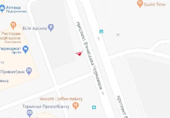 Схема рекламной плоскости по адресу Черновола пр., 101 - Панча ул.