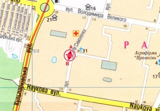 Схема рекламной плоскости по адресу Симоненко ул., возле дома №7