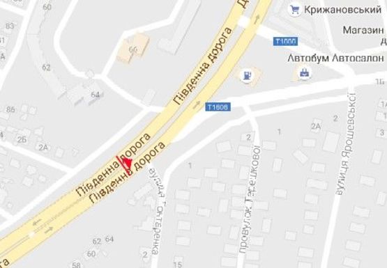 Схема рекламної площини за адресою Южная дорога - Семена Палия ул., 64