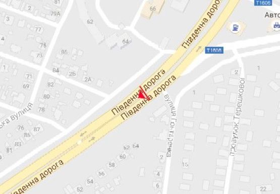 Схема рекламної площини за адресою Южная дорога - Семена Палия ул., 64