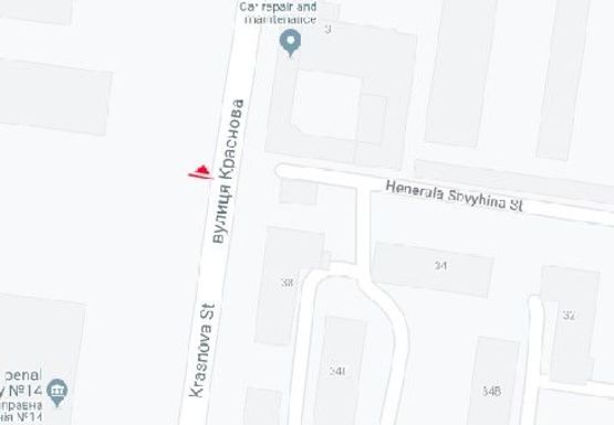 Схема рекламной плоскости по адресу Краснова, 34 ул. - Генерала Швигина ул.