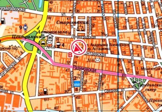 Схема рекламної площини за адресою Калантаевска ул. - Косвенная ул., 29/3