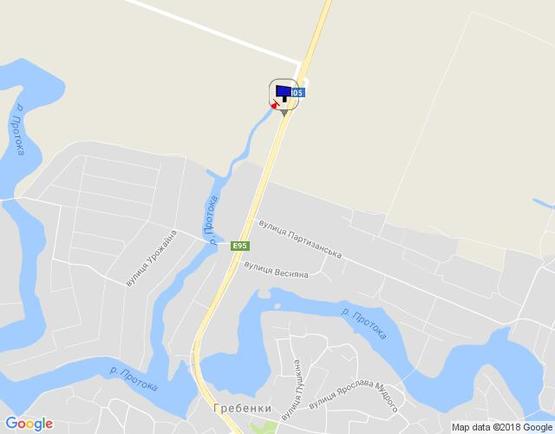 Схема рекламной плоскости по адресу с. Гребінки, траса М-05 Київ-Одеса, км 63+980 право