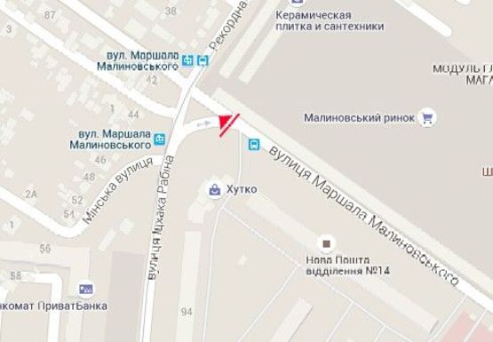 Схема рекламной плоскости по адресу Малиновского ул., 71/1 - Ицхака Рабина ул.