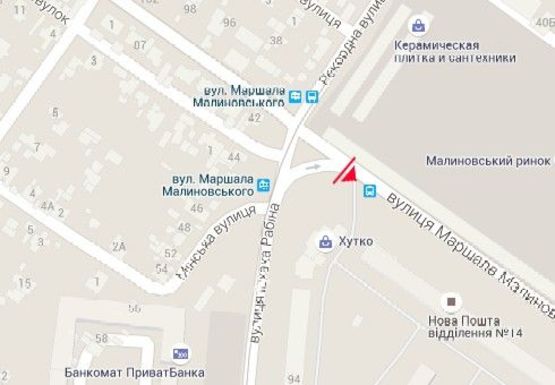 Схема рекламної площини за адресою Малиновского ул., 71/1 - Ицхака Рабина ул.