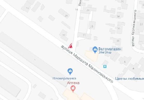 Схема рекламної площини за адресою Малиновского ул. - Хвойный пер., 22