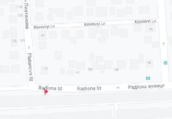 Схема рекламної площини за адресою Радостная ул. - Платановая ул., 112