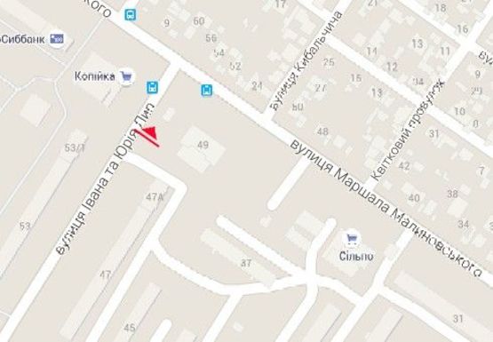 Схема рекламной плоскости по адресу Ивана и Юрия Лип ул. - Малиновского ул.,47