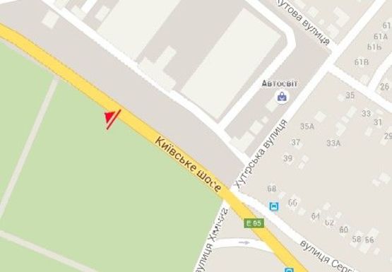 Схема рекламної площини за адресою Киевское шоссе, 2 напротив