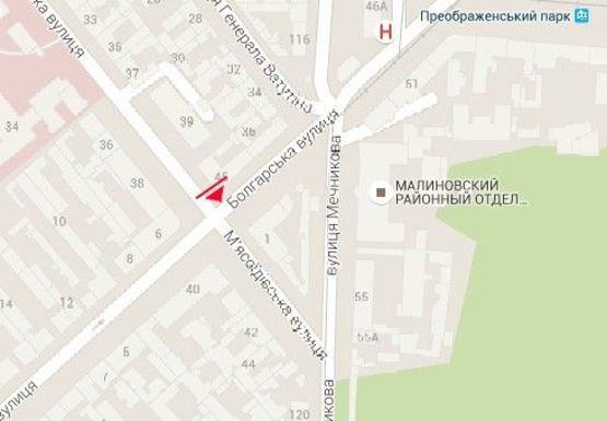 Схема рекламної площини за адресою Мясоедовская ул., 45 - Болгарская ул.