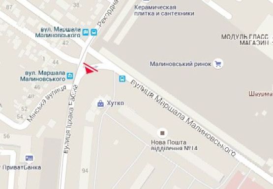 Схема рекламной плоскости по адресу Ицхака Рабина ул. - Малиновского ул., 71