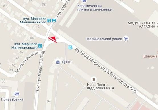 Схема рекламної площини за адресою Ицхака Рабина ул. - Малиновского ул., 71