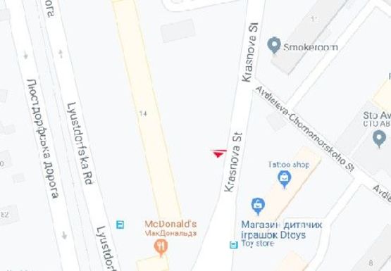 Схема рекламної площини за адресою Краснова ул., 11б напротив