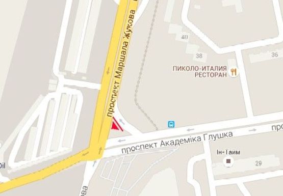 Схема рекламної площини за адресою Небесной Сотни пр. - Академика Глушко ул., 40