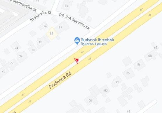 Схема рекламної площини за адресою Южная дорога, 55