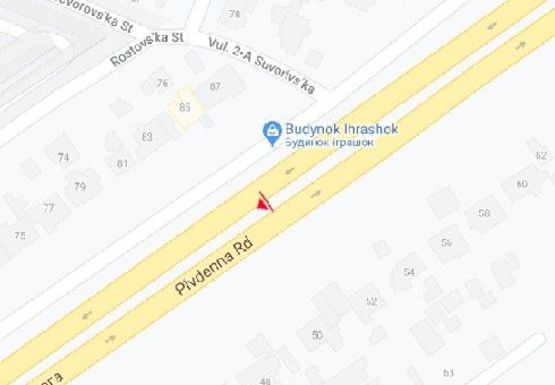 Схема рекламної площини за адресою Южная дорога, 55