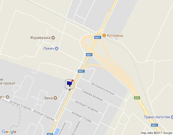 Схема рекламной плоскости по адресу с. Калинівка, км 33+590 ліво