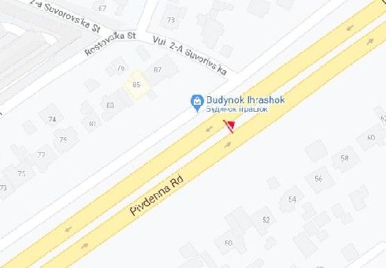 Схема рекламної площини за адресою Южная дорога, 85