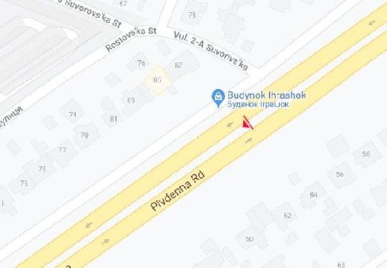 Схема рекламної площини за адресою Южная дорога, 85