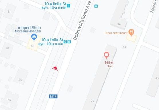 Схема рекламної площини за адресою Добровольского пр., 55 - 10-я Суворовская ул.