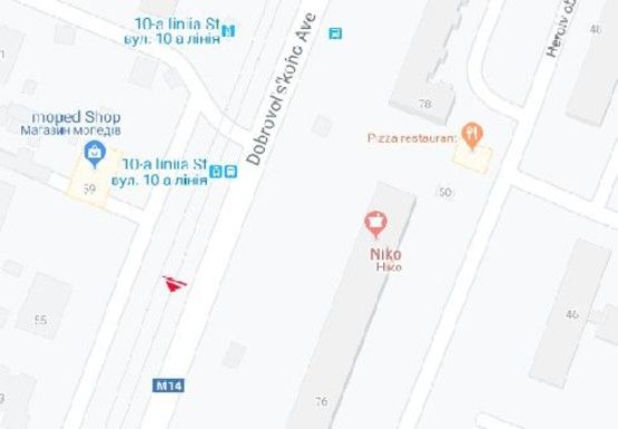 Схема рекламної площини за адресою Добровольского пр., 55 - 10-я Суворовская ул.