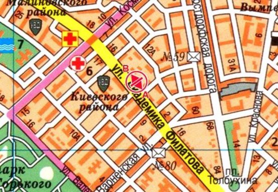 Схема рекламної площини за адресою Академика Филатова ул., 10/1