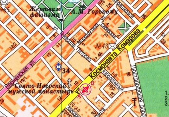 Схема рекламної площини за адресою Космонавта Комарова ул., 7