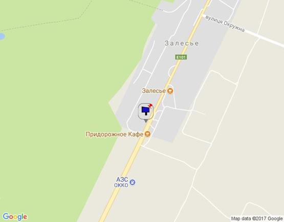 Схема рекламной плоскости по адресу Чернігівська траса, М-01, км 43+900 ліво, 500м до повороту на Богданівку, с. Залісся, АЗС "ОККО"