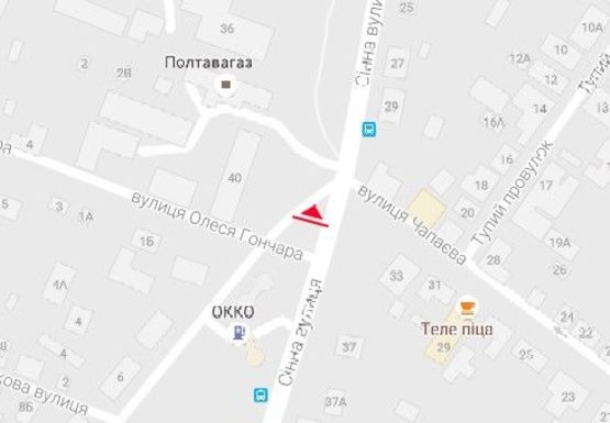 Схема рекламной плоскости по адресу Сенная ул. - Олеся Гончара ул. (Полтавагаз)