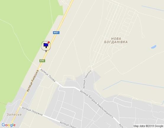 Схема рекламной плоскости по адресу Чернігівська траса, М-01, км 46+200 ліво, с. Богданівка, 2 км до поворота на Нову Богданівку