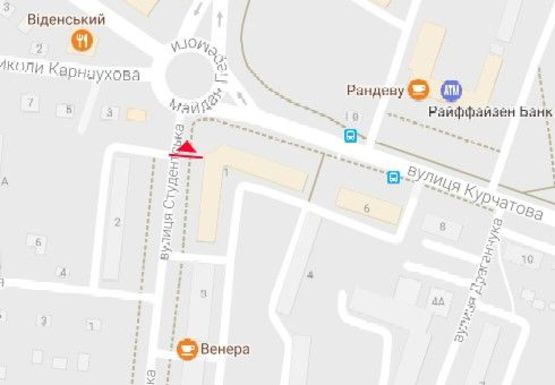 Схема рекламної площини за адресою Студенческая ул. - Курчатова ул.