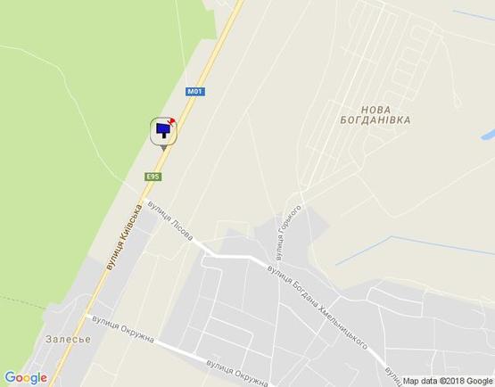 Схема рекламной плоскости по адресу Чернігівська траса, М-01, км 46+200 ліво, с. Богданівка, 2 км до поворота на Нову Богданівку