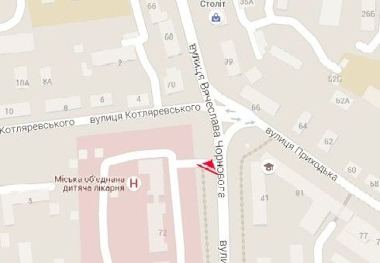 Схема рекламной плоскости по адресу Черновола ул. - Приходько ул.