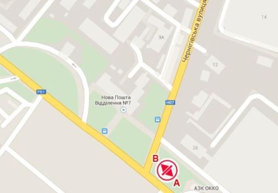 Схема рекламной плоскости по адресу Белопольское шоссе ул. - Черниговская ул.