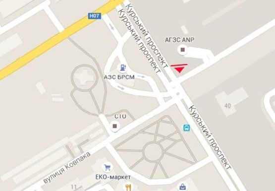 Схема рекламной плоскости по адресу Курский пр. - Ковпака ул.